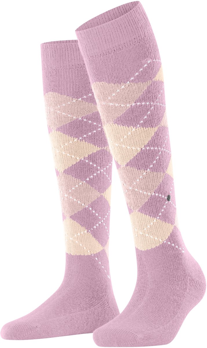 Burlington Whitby lang gedessineerd materiaal kniekousen dames paars - maat 36-41