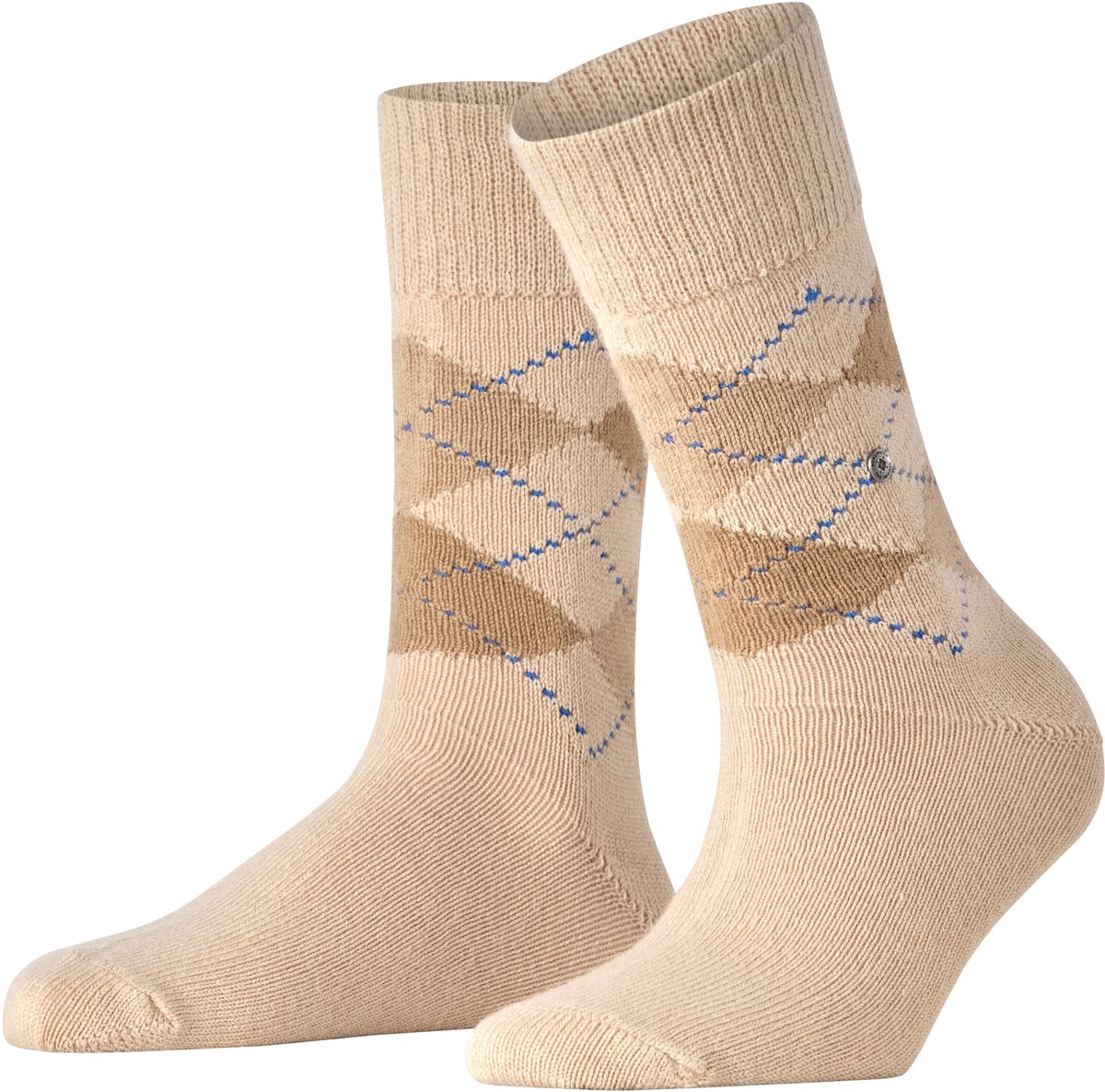 Burlington Whitby gedessineerd materiaal sokken dames beige - maat 36-41