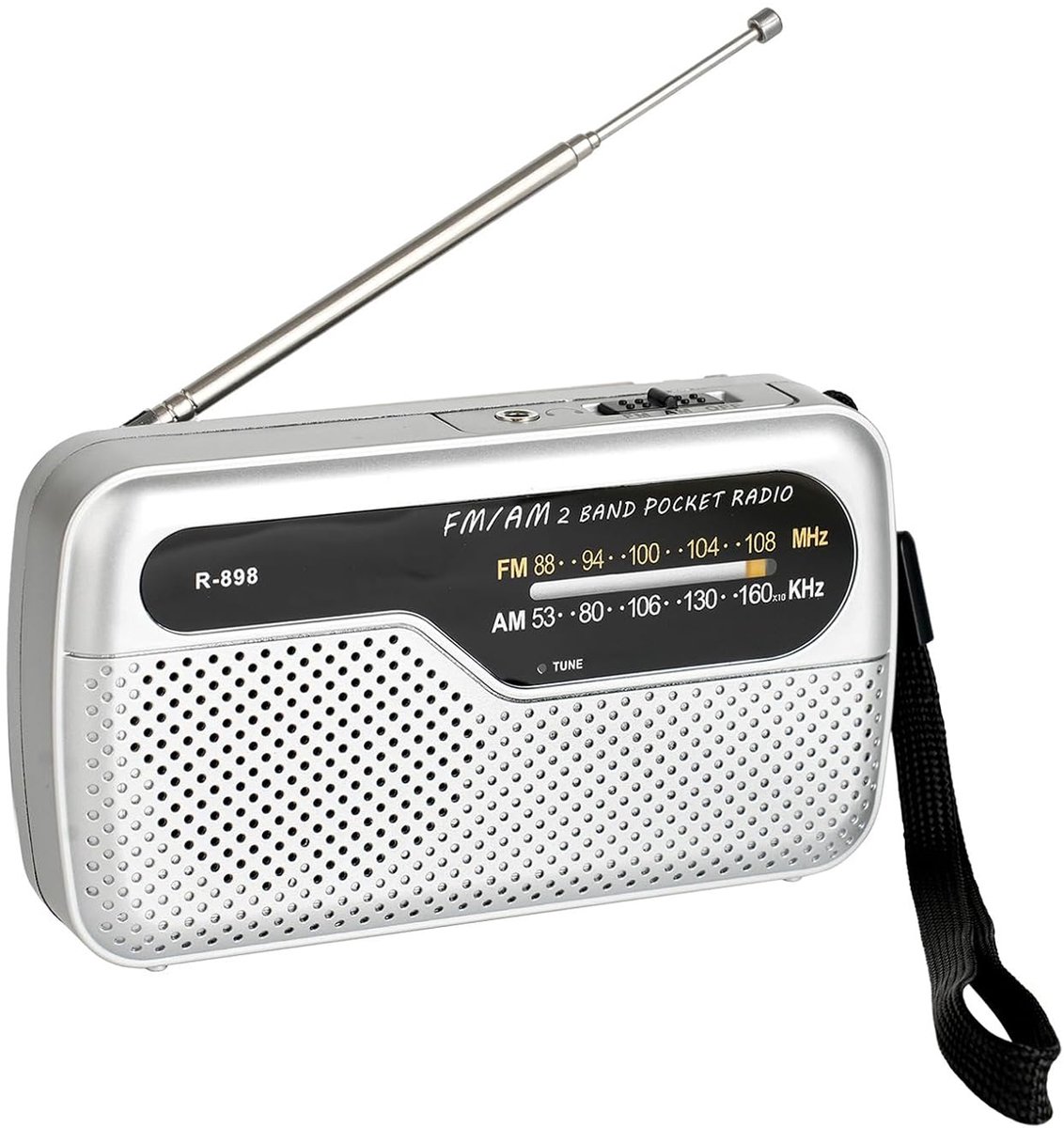 Noodradio - Radio - AM/FM - Noodpakket - Batterijen & Netstroom - Keukenradio - Zakradio - Kleine reis-FM-radio - Draagbare Radio - Geschikt voor binnen en buitengebruik - Zilver