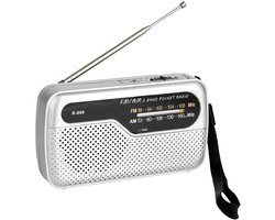 Noodradio - Radio - AM/FM - Noodpakket - Batterijen & Netstroom - Keukenradio - Zakradio - Kleine reis-FM-radio - Draagbare Radio - Geschikt voor binnen en buitengebruik - Zilver