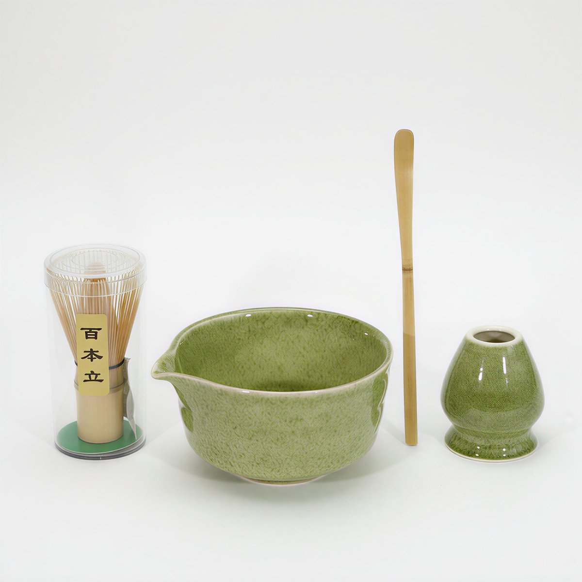 Matcha Set - 4-Delig - Matcha Klopper en Houder - Starterkit - Matcha Kom en Lepel - Cadeauset - Groen
