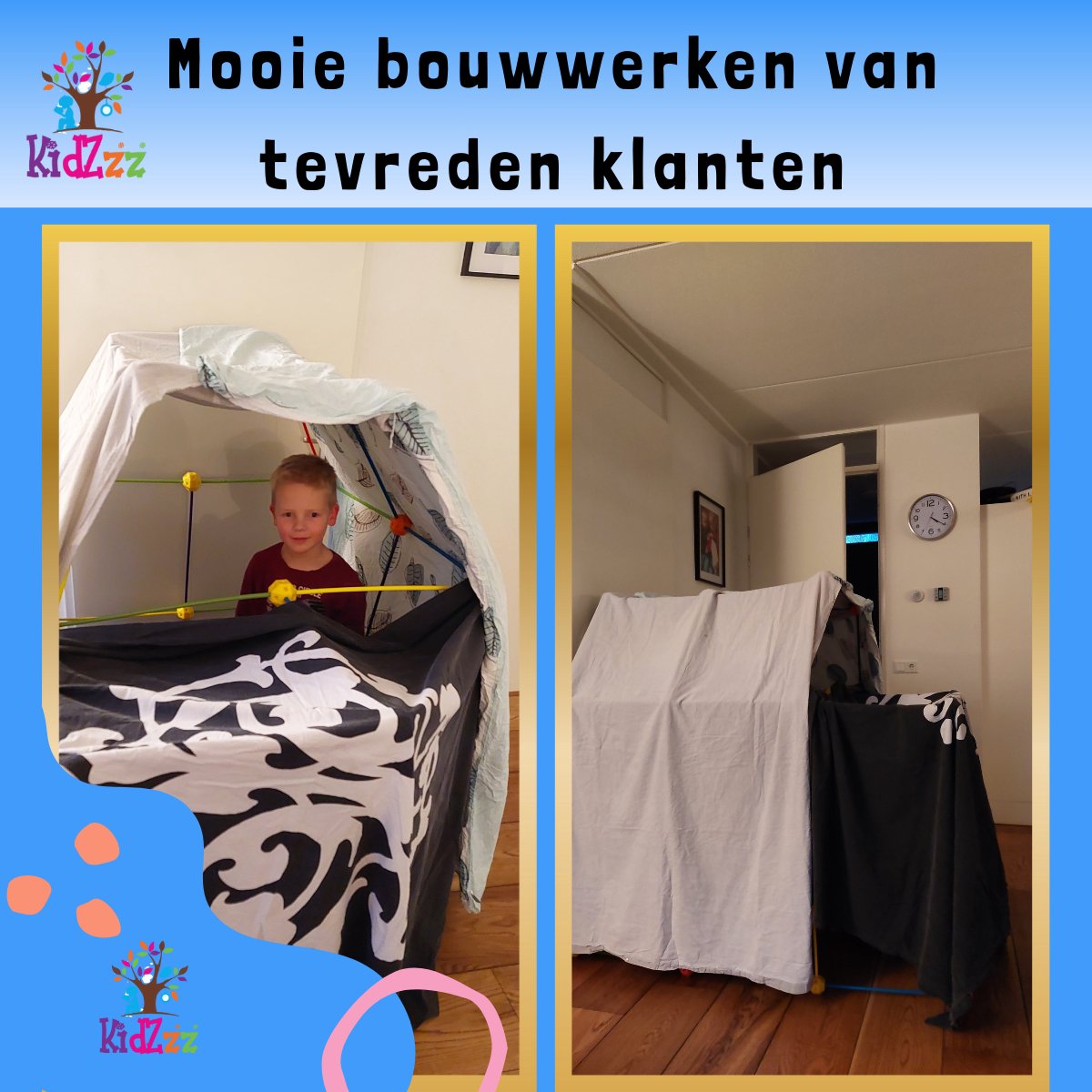 KidZzz® Gigafort XXL Uitbreidingsset - Bouw nóg grotere forten- Uitbreiding - Upgrade - Set met Extra lange Stokken - Extra grote Draagtas - Bouwspeelgoed - Hut bouwen - Speeltent - STEM speelgoed - Constructiespeelgoed - Bouwset - 45 onderdelen — afbeelding 13