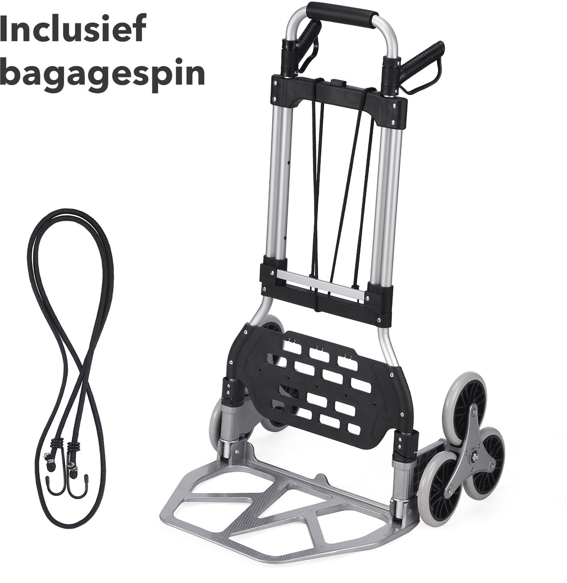 PACKAWAY Steekwagen 120 kg - opvouwbaar - trapwielen - telescopisch handvat - aluminium