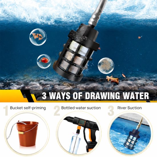 Draadloze Hogedrukreiniger - Accu Spuitpistool 21V - 6-in-1 Mondstuk - Autowasser - Tuinreiniger - Met 2 Batterijen 6.0Ah - Incl. Schuimfles - Slang met Filter - Hogedrukspuit - Draagbare Waterreiniger - Elektrisch Reinigingsapparaat van Hofftech — afbeelding 5