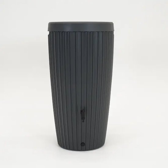 Regenton Vita Mika 240L antraciet met kraantje, bloempot, Gardena koppeling, vorst- en UV-bestendig