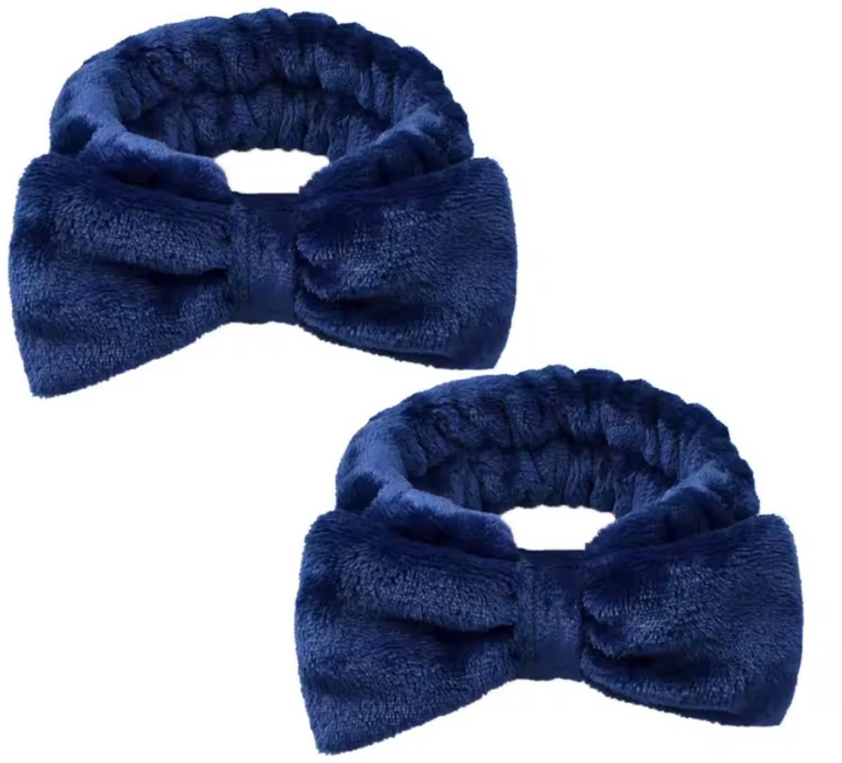 Skincare hoofdband met strik - Blauwe Make-up hoofdband - Gezichtverzorgings band - 2 stuks - Elastisch - Hoofdband - Skincare Headband - Blauw met strik - CHPN