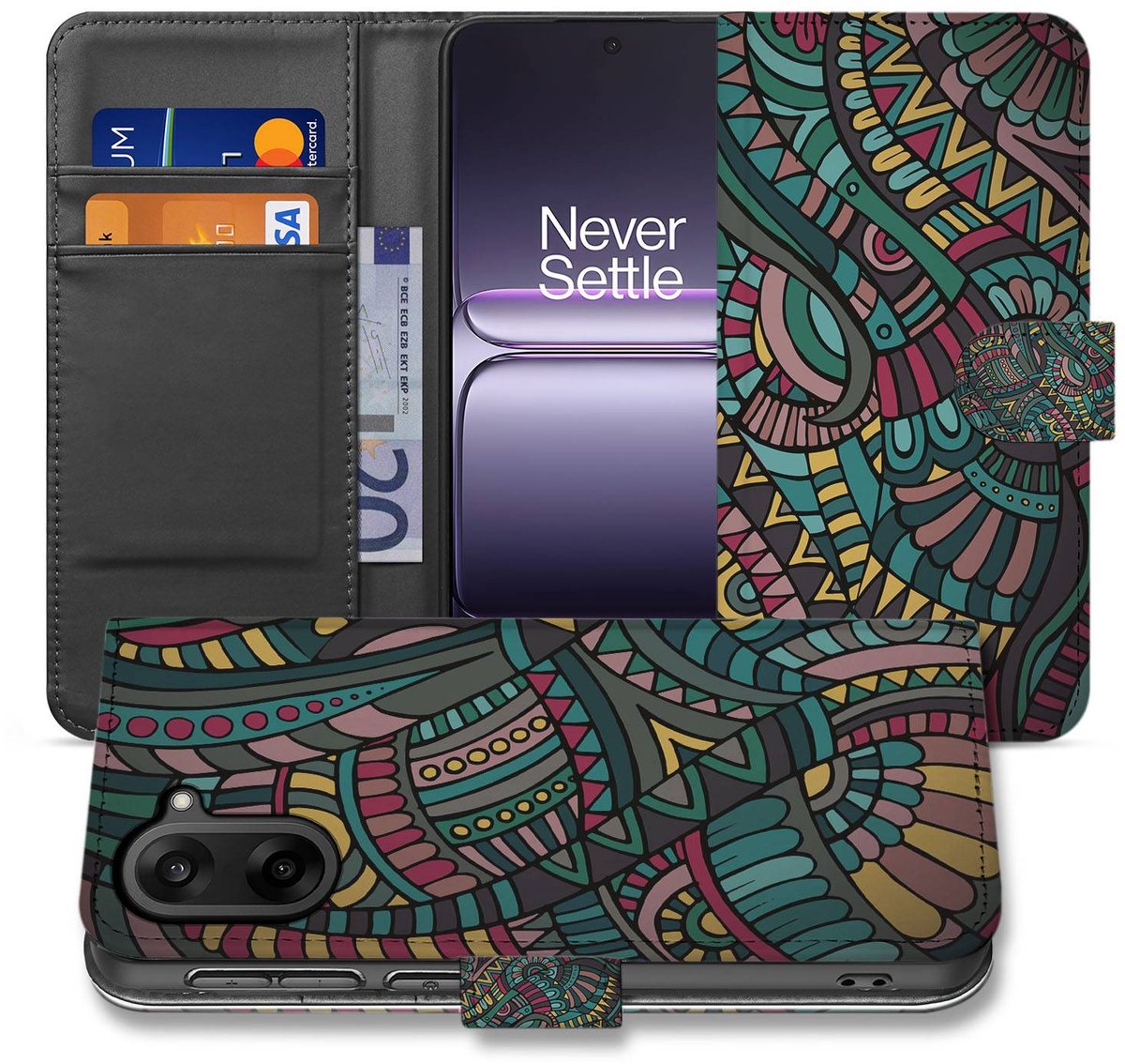 OnePlus Nord CE 5 Book Case & Portemonnee Hoesje met Aztec Design, 3 Pasjes