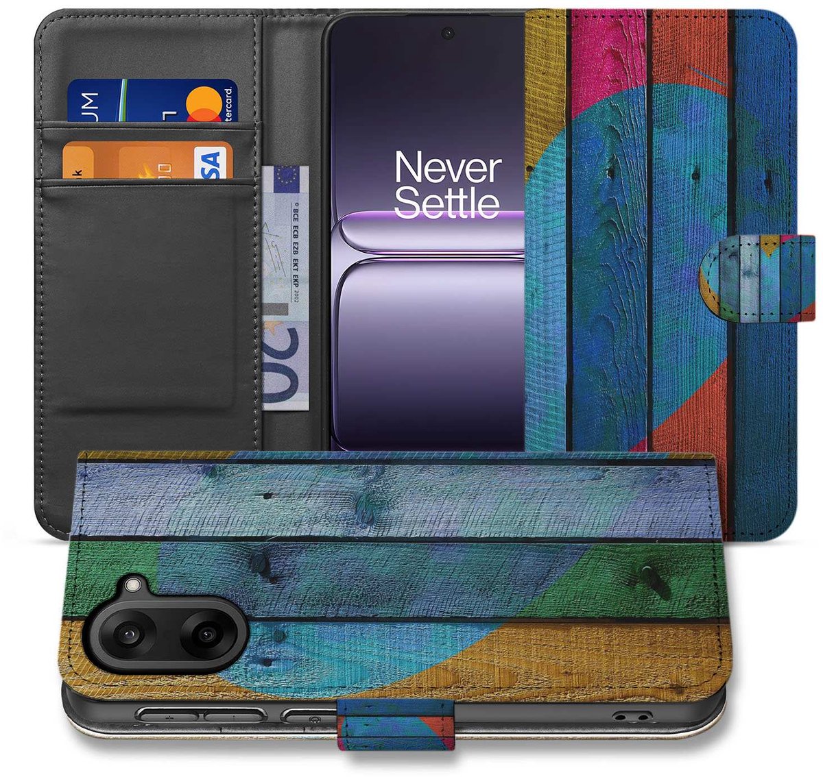 Bookcase Hoesje OnePlus Nord CE 5 Wood Heart Met Pasjes Bruin