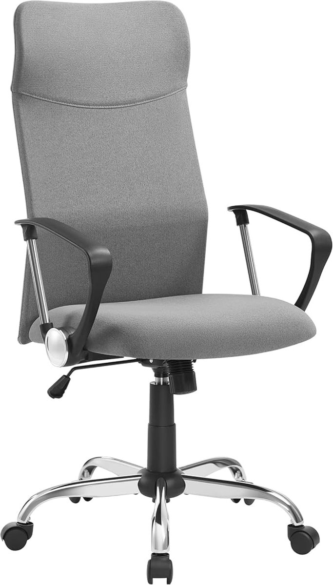Furnstar Ergonomische Bureaustoel – Draaistoel met Gevoerde Zitting – In Hoogte Verstelbaar & Kantelbaar – Tot 120 kg – Grijs