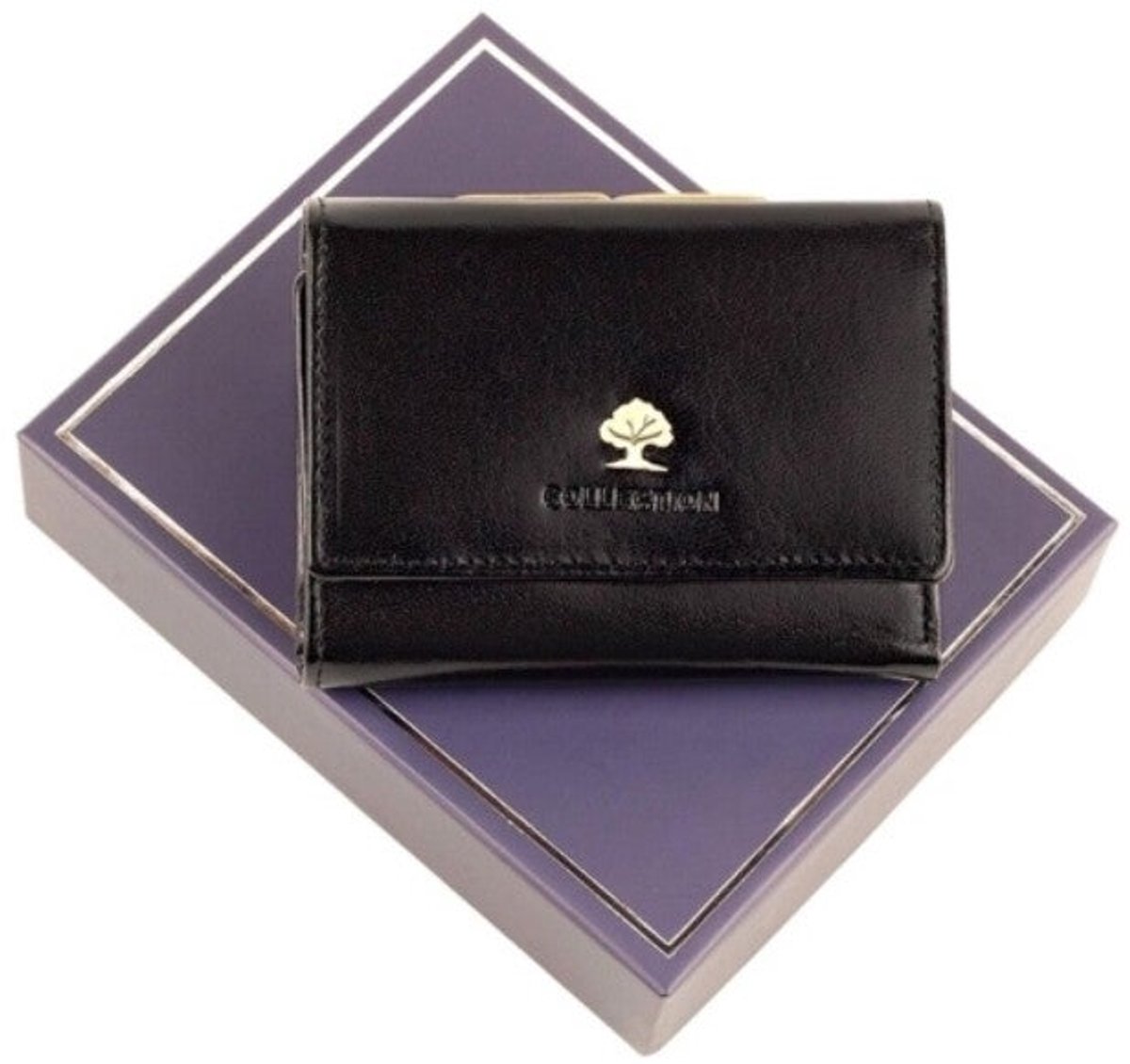 Luxury dames klein zwart leren portemonnee rfid