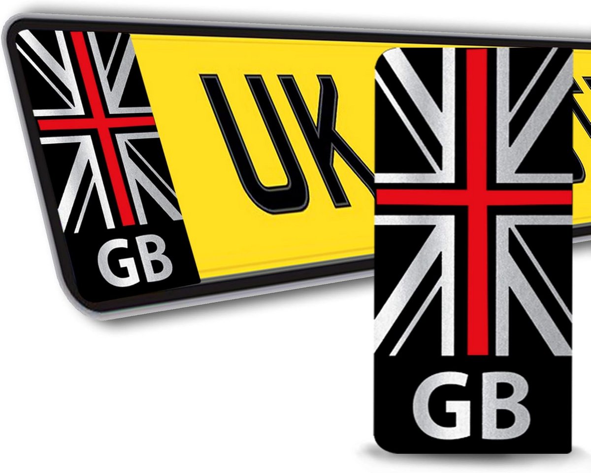 Vinyl Sticker Nummerplaat met Union Jack Vlag voor Auto en Motorfiets - 2 Stuks