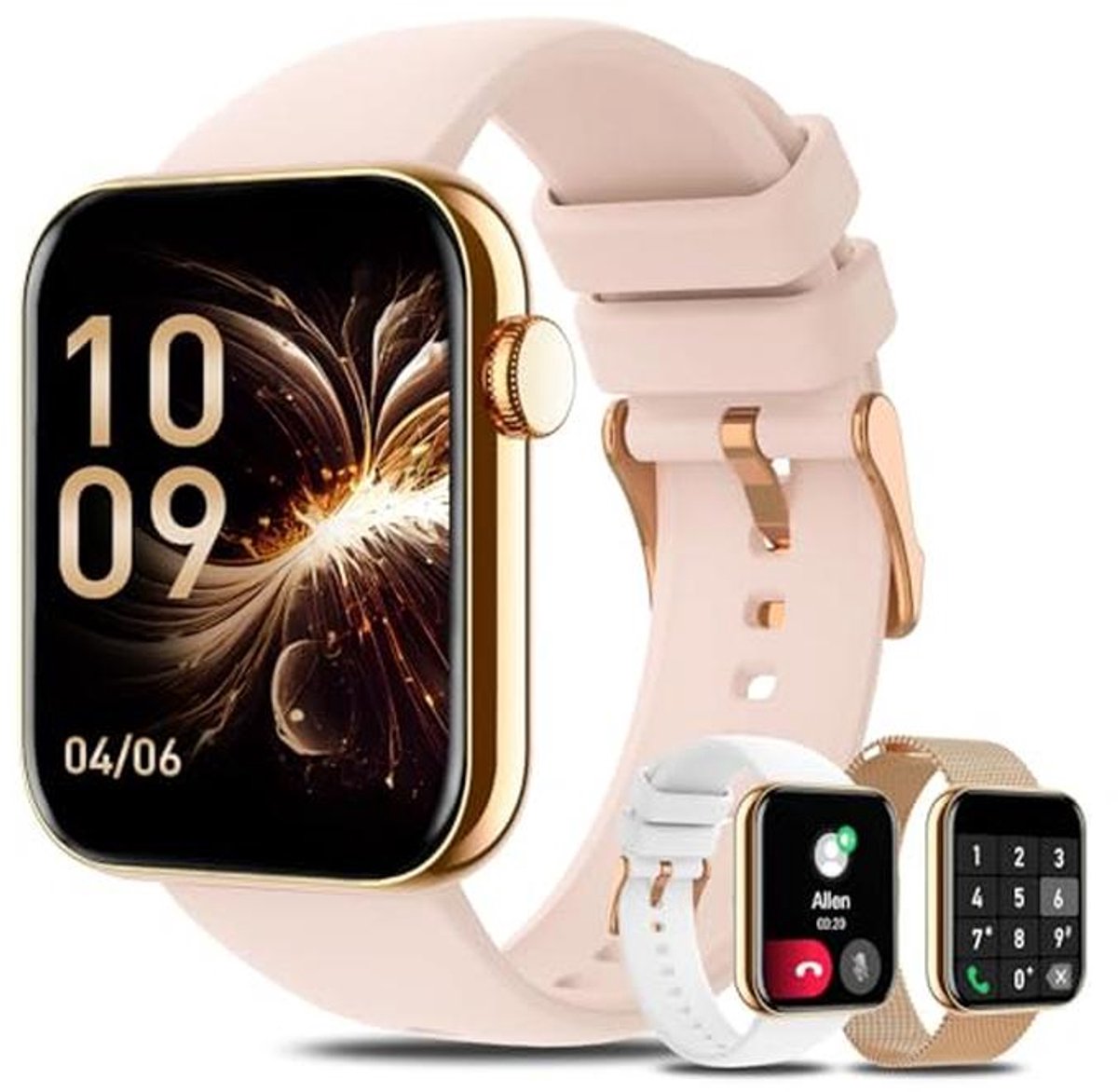 Smartwatch voor dames met 1,85 inch touchscreen en gezondheidsmonitoring