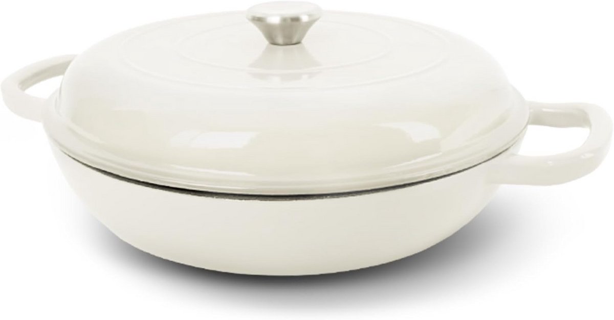 Gietijzeren Nederlandse oven 3,8 liter met deksel - Ronde pan ovenbestendig tot 260 °C - Ideaal voor marineren, koken en bakken