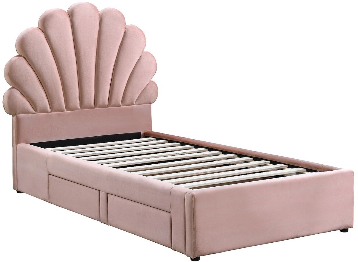Vente-unique Bedframe fluweel roze 90 x 190 cm