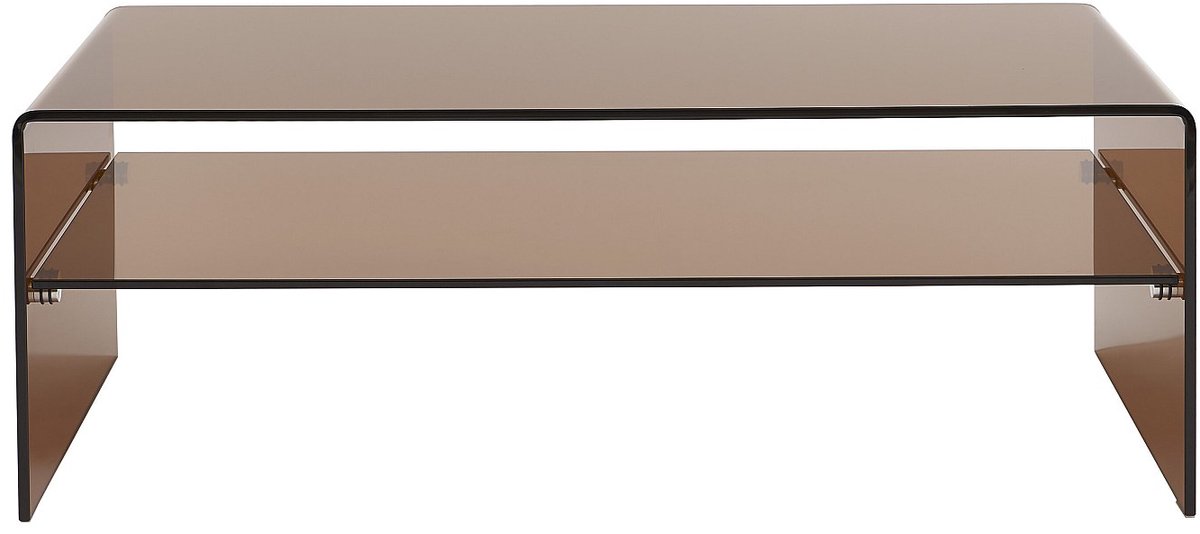 Vente-unique Salontafel met dubbel blad van gehard glas - Bruin - STILEOS