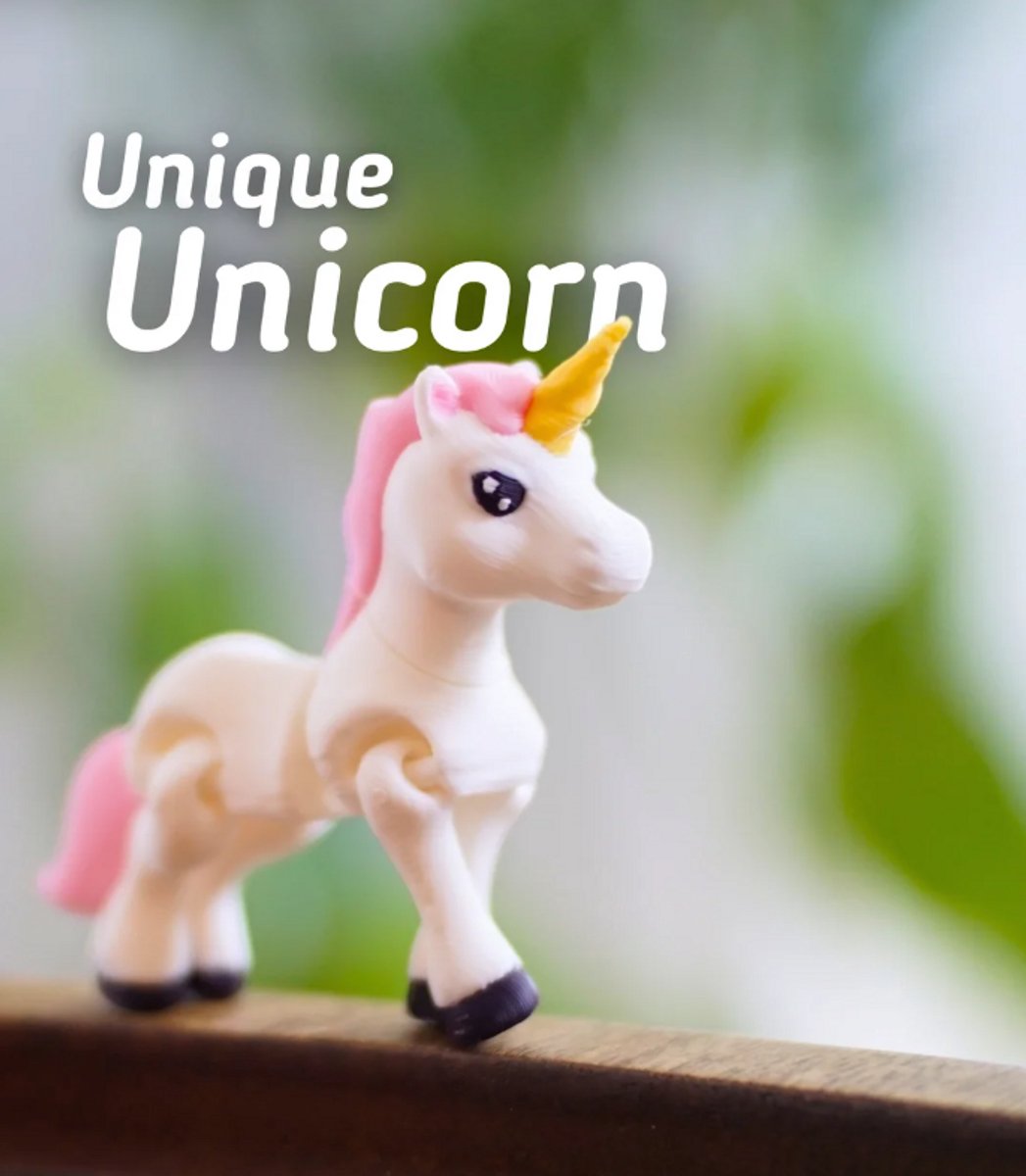 Unieke Eenhoorn 3D Print - Vera's Arts & Dice - Unique Unicorn 3D Print - Speelgoed - Eenhoornen Figuur - Verzamelobject - Roze Wit Geel Zwart