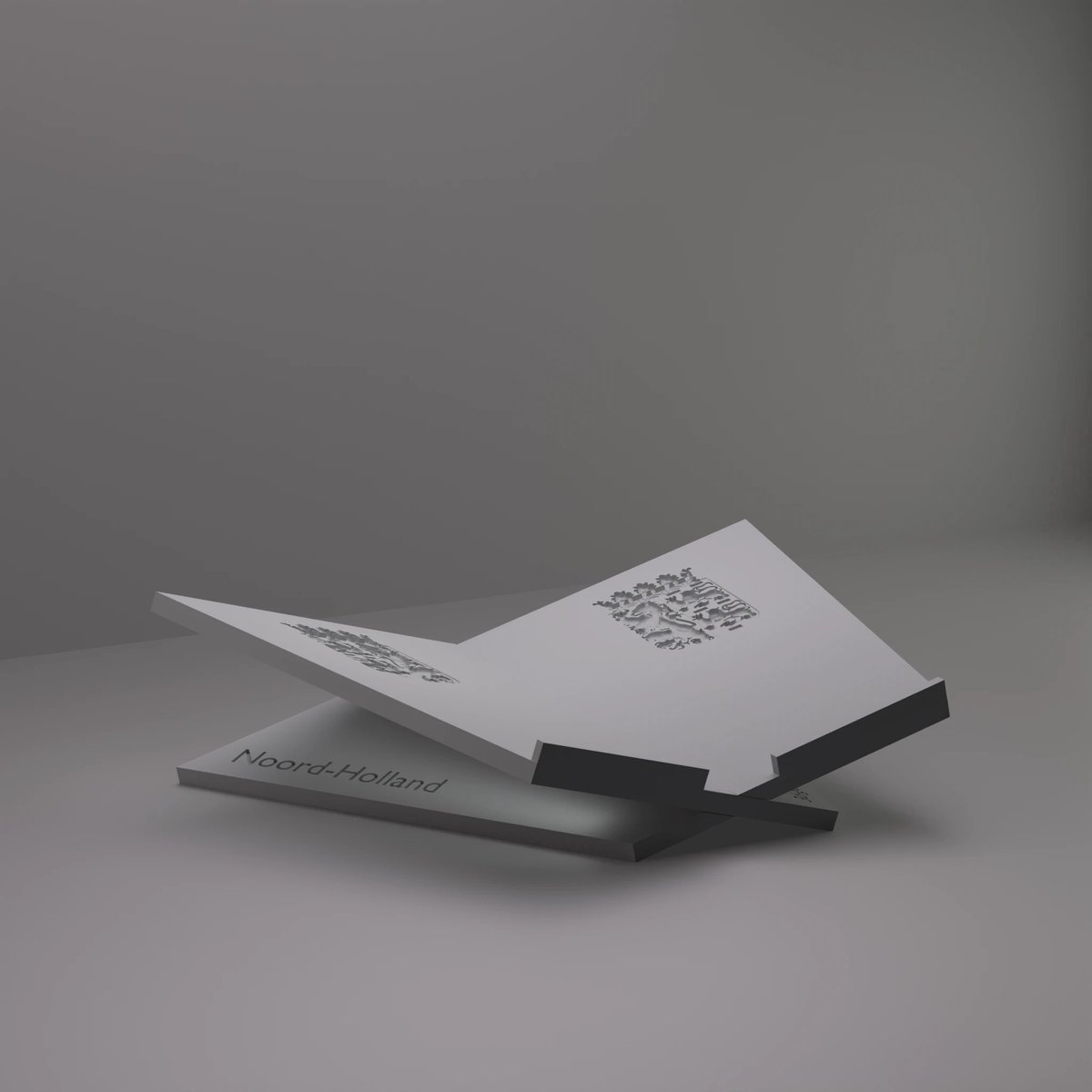 3d-gezellig Boekenstandaard Noord-Holland - Boekensteun - Boekenhouder - Book Holder - 37*25*10 cm - Grijs - 100% gerecycled PLA (bioplastic)