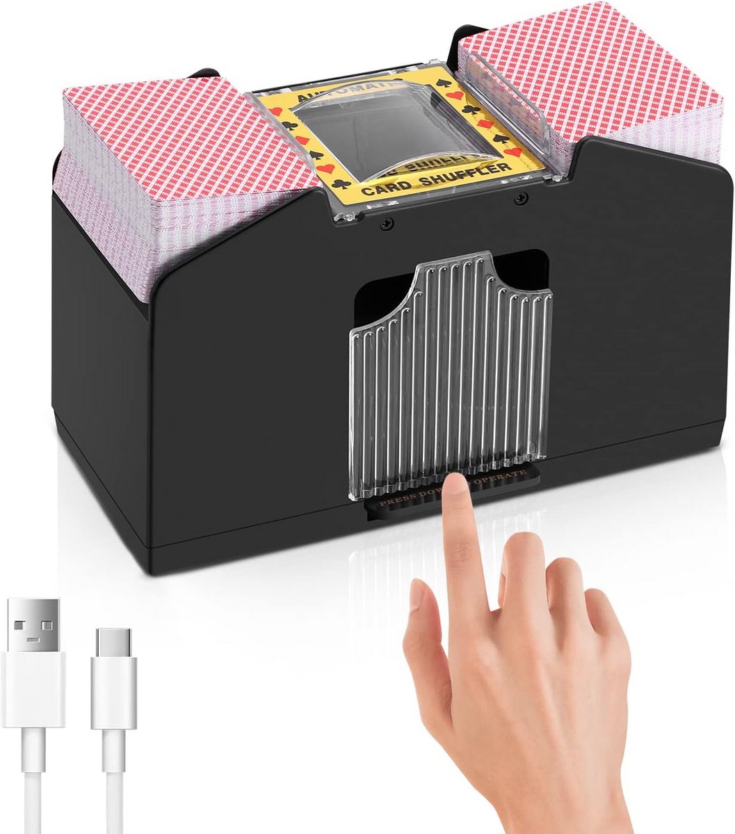 Automatische Kaartmixer voor 4 Decks - USB Oplaadbare Kaart Shaker voor Poker en Bridge