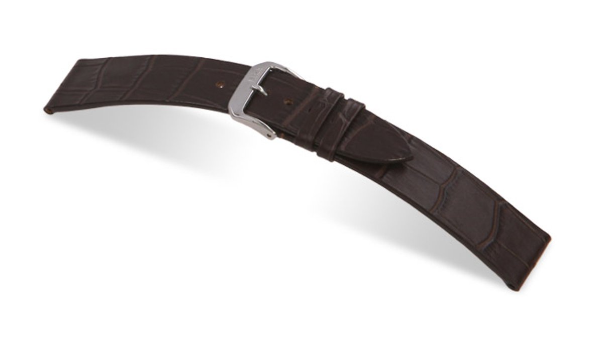 Lederband Charleston 16mm mokka met Alligatorprint
