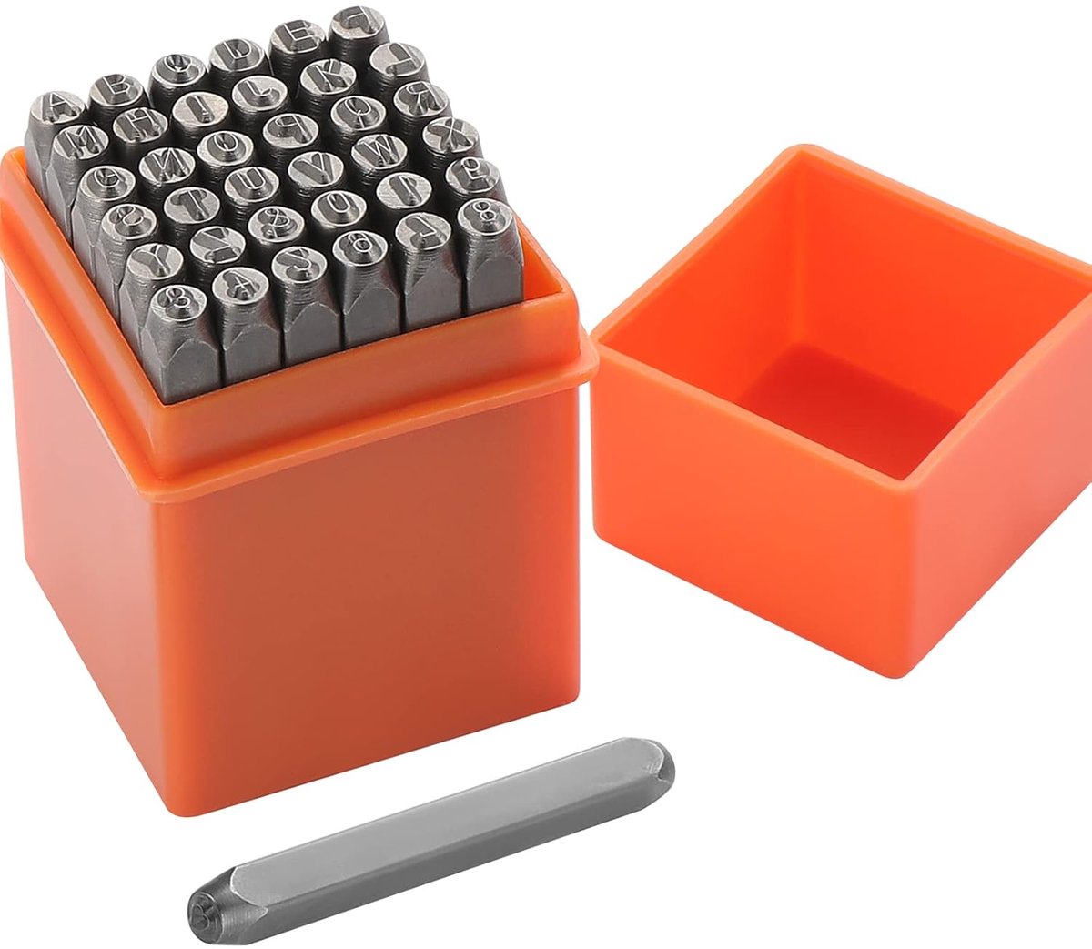 TRANKIELO® - 37-delige metalen stempelset – Cijfers, letters, symbolen – Duurzaam en veelzijdig voor metaal, hout, leer