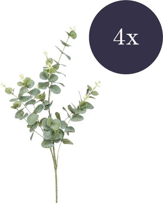 Emerald - Kunsttak Eucalyptus 75cm - Set van 4 - Kunstplant voor binnen