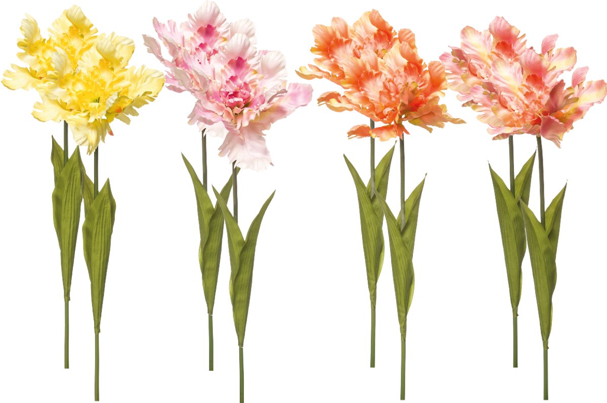Emerald - Kunstbloem Tulp Parrot 68cm - Set van 8 - Kunstplant voor binnen