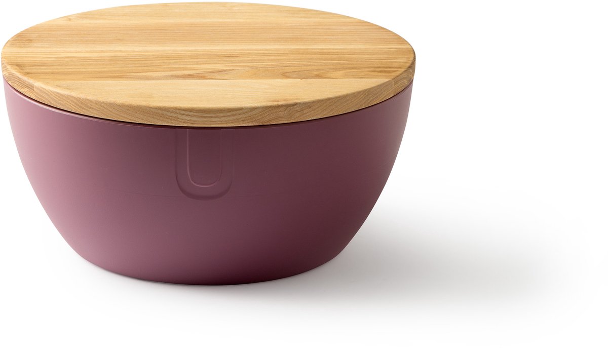 UBITE bio-based saladeschaal/serveerschaal XL inclusief deksel/snijplank - Mineraal Paars - duurzaam - 27 cm