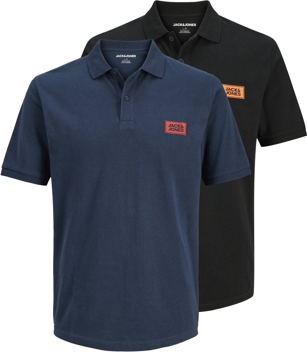 JACK & JONES PLUS - JJRUSH POLO SS 2PK MP PLS Heren Poloshirt