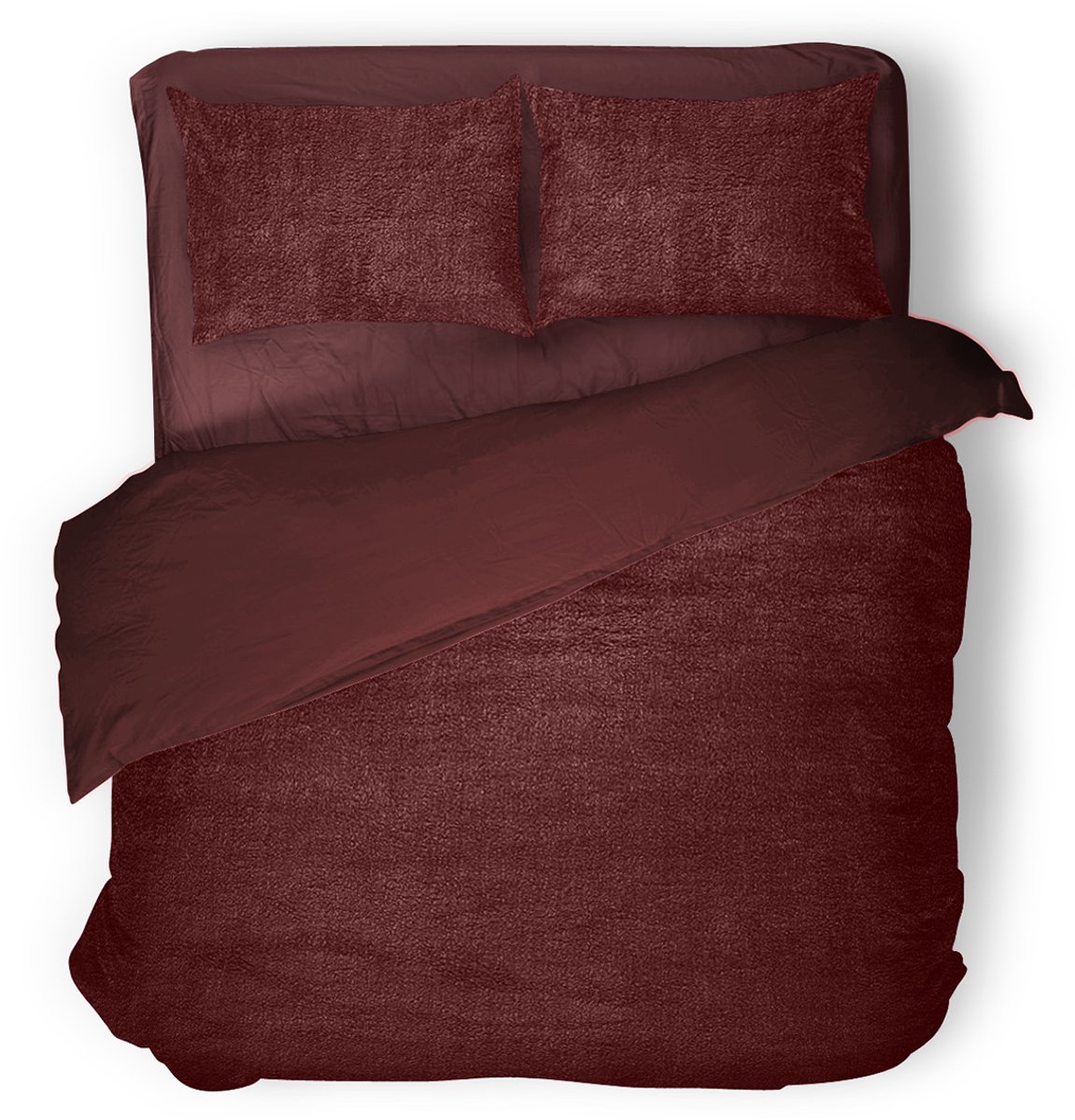 Eleganzzz Dekbedovertrek Teddy Pluche - Bordeaux - Teddy Dekbedovertrek - Dekbedovertrek 240x200/220cm - Lits Jumeaux dekbedovertrekken - 240x220cm - Fluffy Dekbedovertrek