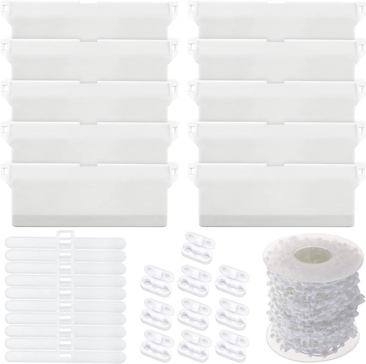 CSGoods - Verticale gordijnen met 89 mm lamellen en accessoires voor rolluiken, inclusief 10 stuks aansluitingen, ketting gordijn en reservelamellen.