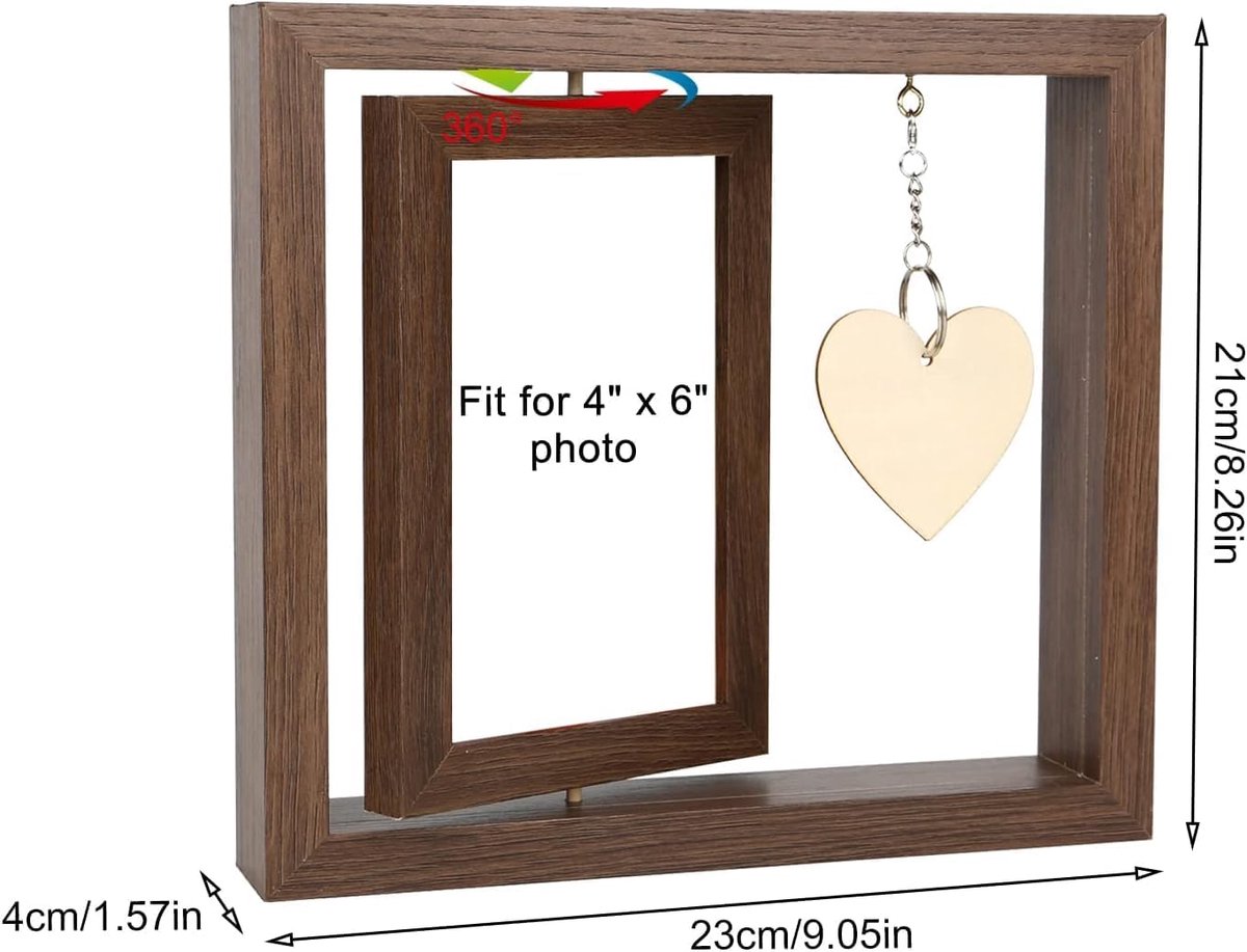 fotolijst - fotolijsten - Houten dubbelzijdige draaibare fotolijst - voor familieherinneringen - Creatieve rustieke fotohouder - voor bureau- en tafeldecoratie - voor grootouders en speciale gelegenheden - 21*23cm — cadeau in Wonen & Interieur - foto 7