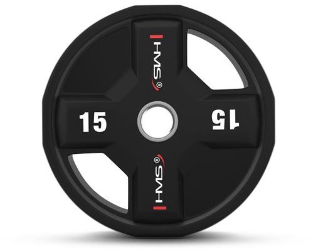 Olympische Halteringsschijf HMS TPC15 15kg Polyurethaan Zwart