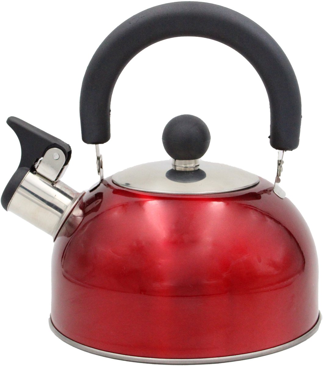 Compacte Fluitketel 1,5L Gas & Inductie – Opvouwbaar handvat, Rode kleur
