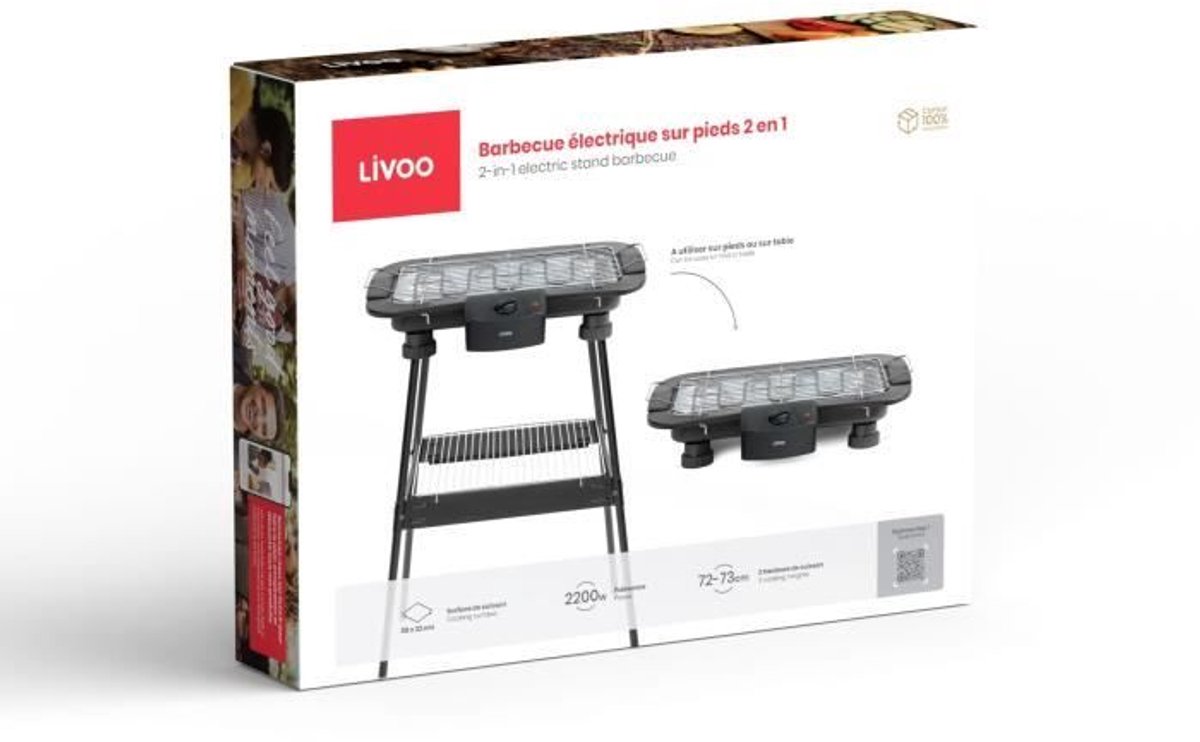 LIVOO – DOM506 – Elektrische barbecue – 2-in-1 – 2200W