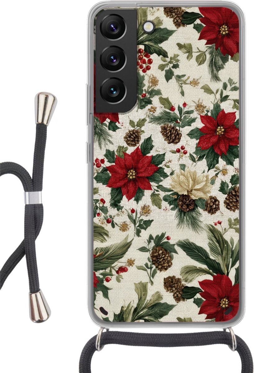 Feestelijk - Textielpatroon - Kerstbloemen - Kleurrijk