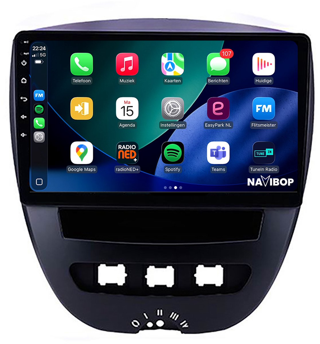 Geschikt voor Peugeot 107 (2005 t/m 2014) | 10 inch Android 15.0 CarPlay autoradio | Draadloos CarPlay & Android Auto | 2GB RAM + 32GB | Externe microfoon & Achteruitrijcamera (AHD) | Bluetooth & WiFi | NAVIBOP NB-1007 | Bouwjaar 2005 t/m 2014
