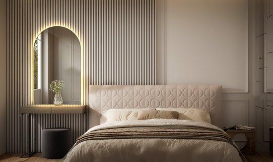 Miroir ovale LED Coloray - Miroir ovale Siècle des Lumières - 40 x 70 cm - Miroir de salle de bain ovale avec Siècle des Lumières - Miroir en forme d'arche avec éclairage LED- Lumière chaude - Miroir ovale taillé - Miroir scandinave