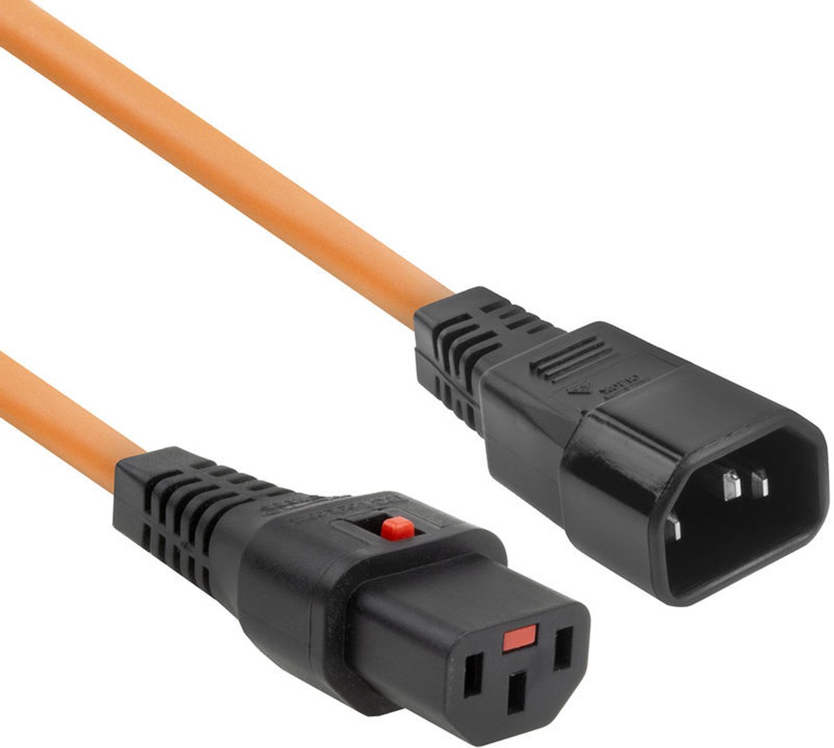 ACT Netsnoer C13 IEC Lock - C14 oranje 1 m, PC938 AK5036