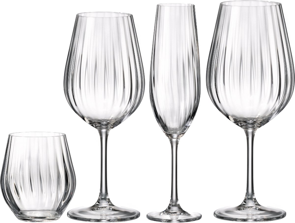 Bohemia - Glazenset Sarah Waterfall - 16-delig - Wijnglazen, Champagneglazen & Waterglazen - Kristalglas