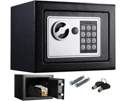 Borvat® - Elektronische kluis - Digitale codekluis - Beveiligde mini safe met cijferslot - Ideaal voor thuis of kantoor- met noodsleutel