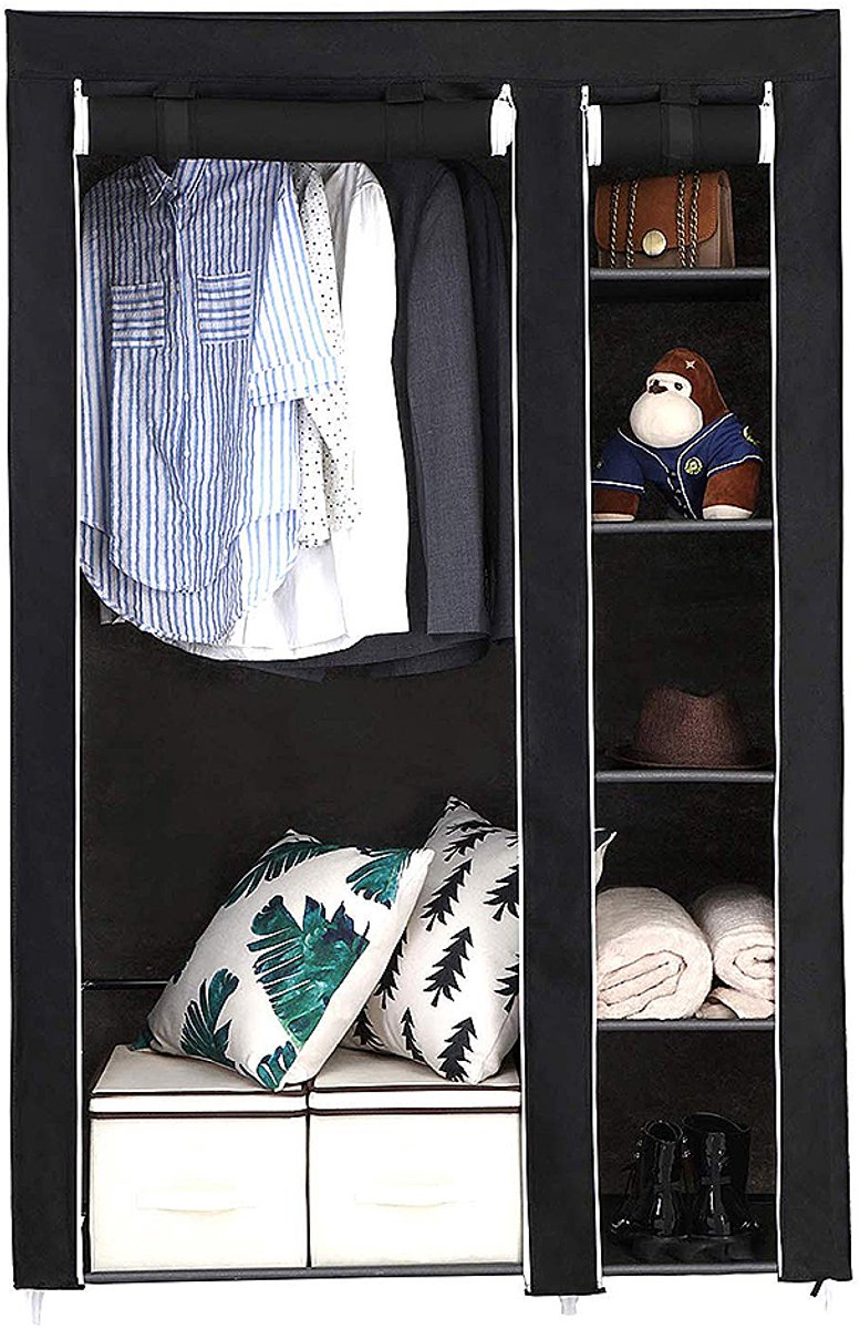 PIPIPOXER-DIY Opvouwbare Garderobekast Stoffen Kledingkast Plank textiel Garderobekast, 172*105*43cm
