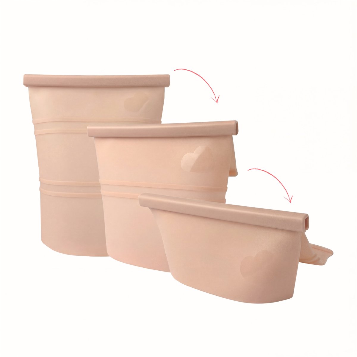 Owego - Yummy Storage - Bewaarzak voor voeding & moedermelk ijsblokjes - Verstelbare sluiting - 1 zak, 3 maten - Blush