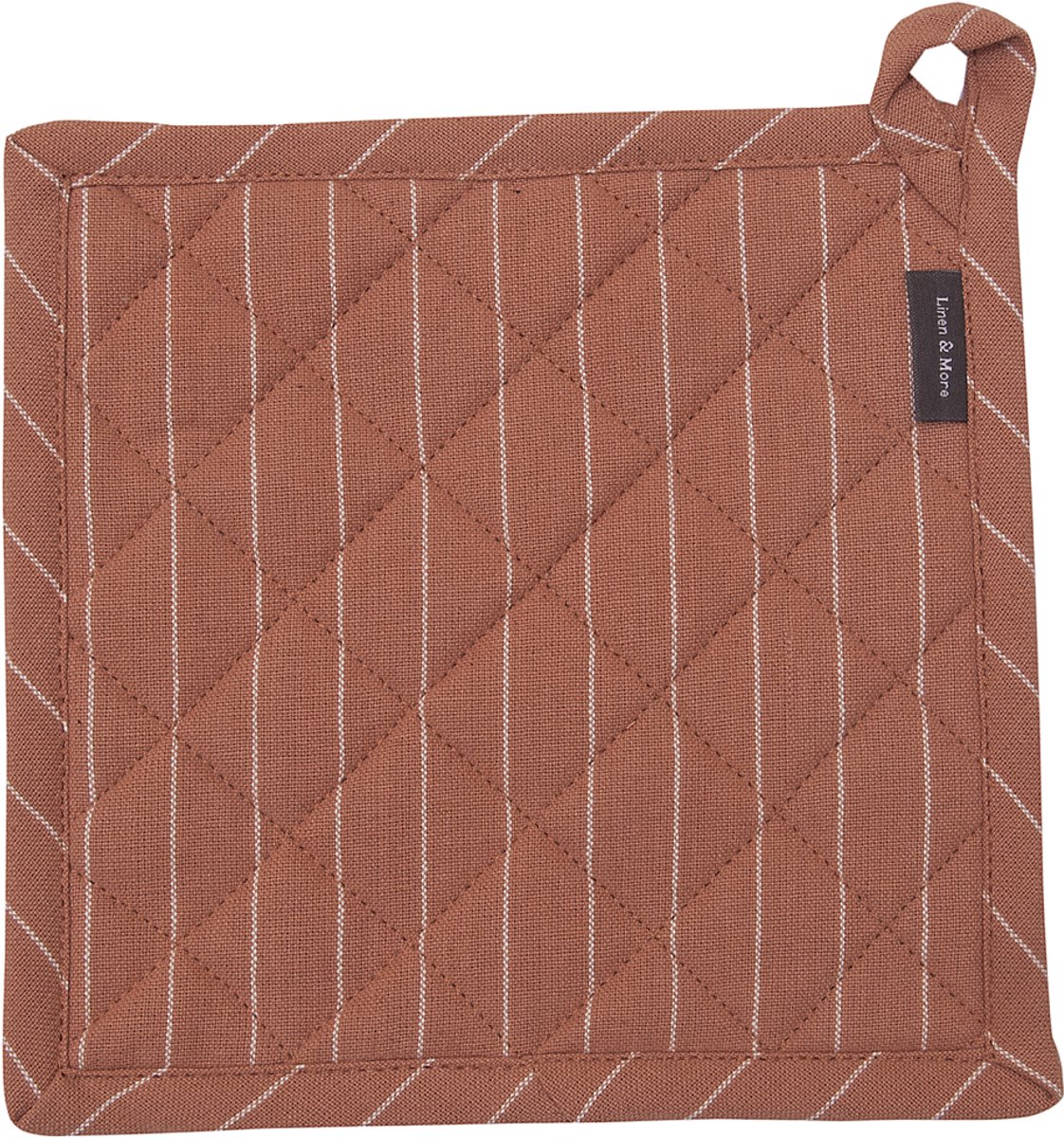 Linen & More - Pannenlap 'Pinstripe' (20cm x 20cm, Bruin)