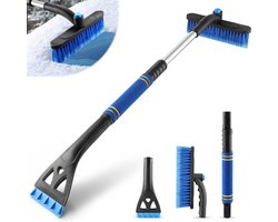 Ijskrabber Auto - 64-80cm - Uitschuifbare Ijskrabber Met Sneeuwborstel - Afneembare - Krabber Auto - Sneeuwveger - Raamkrabber - Ruitenkrabber voor Auto- Ergonomsich Design - Sneeuwkrabber Auto - Autoaccessoires - Essentiële winteraccessoires - Blauw