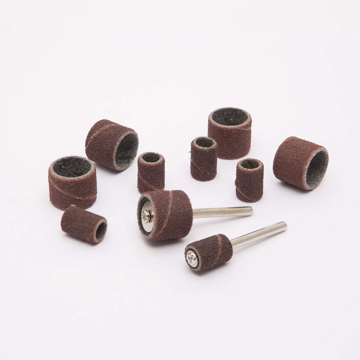 Trommelschuur Set - 10 Delige Schuurrol Set Met 1/2 Inch En 1/4 Inch Schuurcilinders - Inclusief 2 Opspanstiften Ø3,1mm - Max 28.000 RPM - Geschikt Voor Midi 10362 En Maxi 10363 Paneelboren - Verkoopeenheid 1 Set [10125-03]