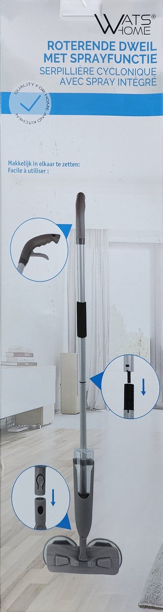 Roterende dweil - Sprayfunctie - 360 graden - Inclusief mob pads