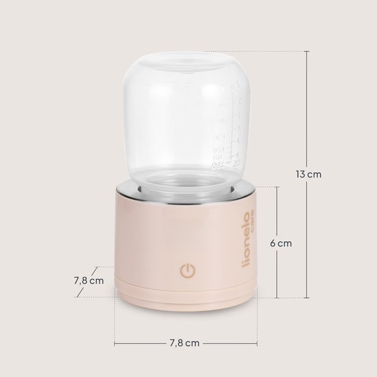Lionelo Thermup Swift Flessenwarmer - Supersnel Verwarmen in 3 min - Warmhouden tot 6 uur - Container van 180 ml - USB-C - 5 Flessenadapters - 37–50°C - Compact & Reisvriendelijk - Baby Melkverwarmer voor Thuis en Onderweg van Merkloos — afbeelding 4