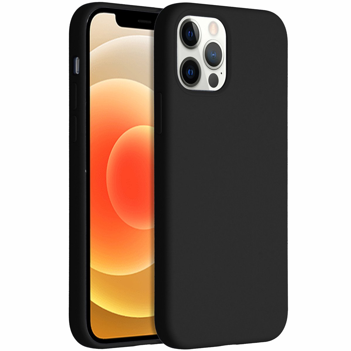 iPhone 12 Hoesje Siliconen - iPhone 12 Pro Hoesje - Accezz Liquid Silicone Backcover - Zwart