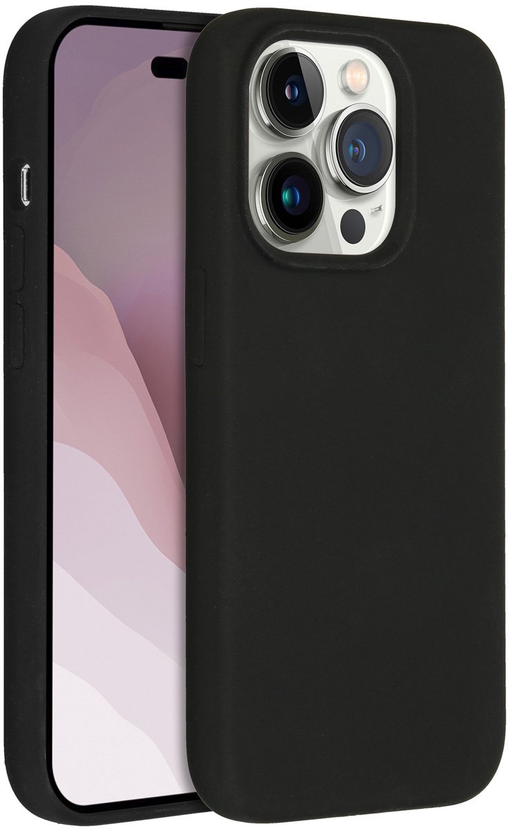 Accezz Hoesje - Geschikt voor Apple iPhone 14 Pro - Liquid Silicone Backcover - Zwart