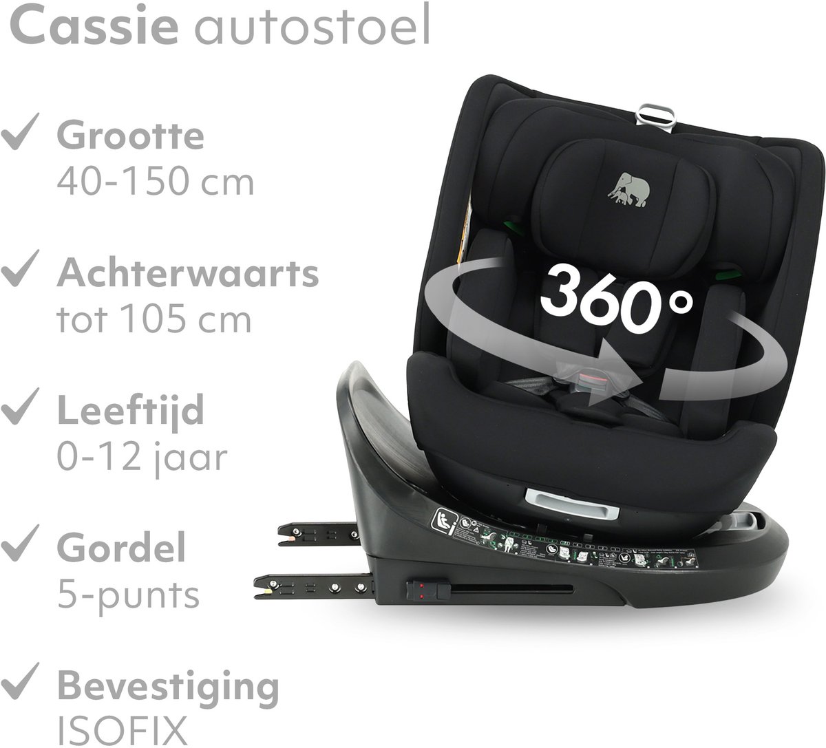 Deryan Cassie Luxe - Groep 0-1-2-3 autostoel met 360° draaibar thumbnail 2